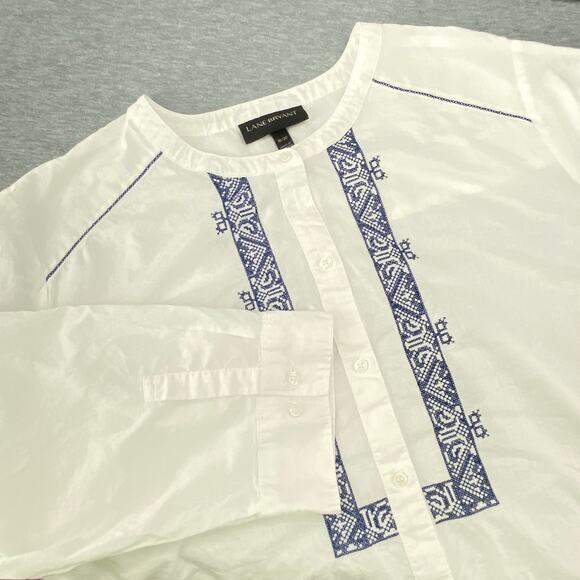 Lane Bryant Tops - Lane Bryant Blouse Womens 18/20 White Boho Embroidered Top Peasant Boho